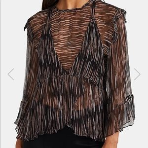 COPY - Iro Paris Camp Striped Plisse Peplum Top S…